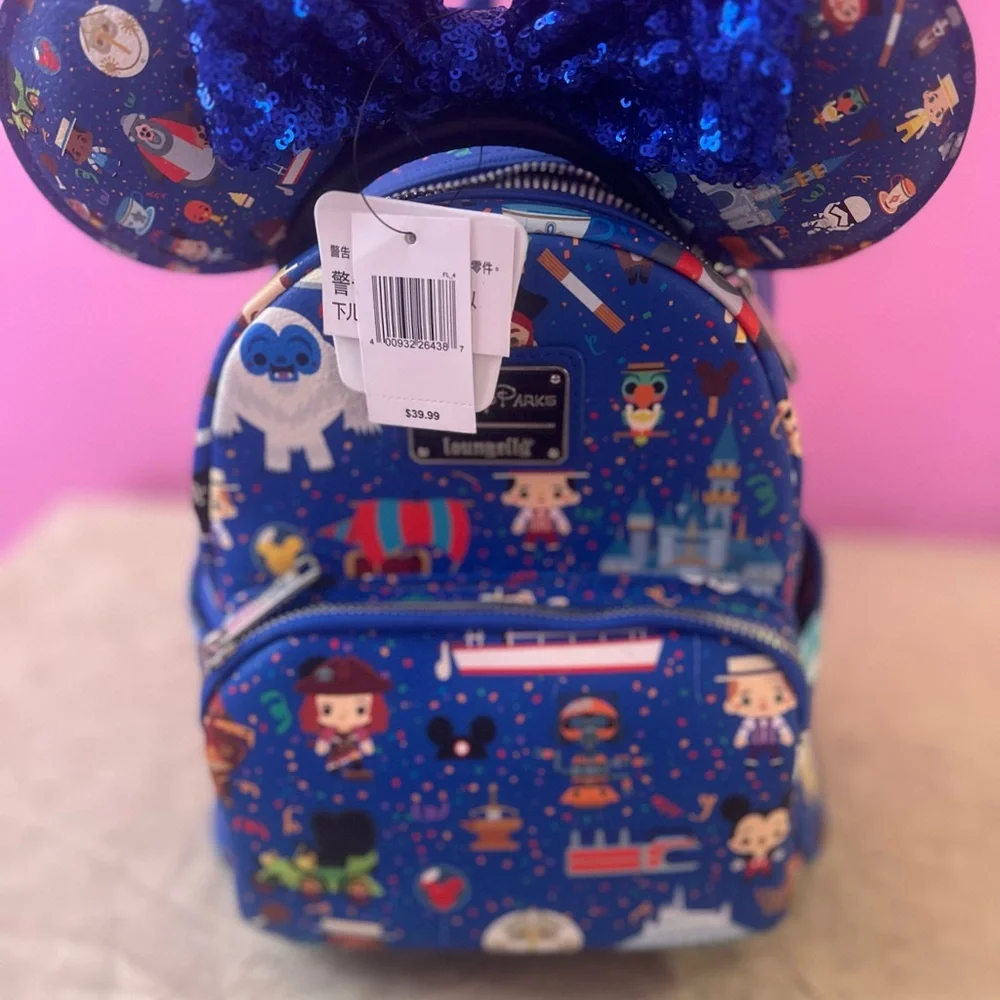 Bundle Loungefly Blue Disney Backpack with Ear Headband RARE